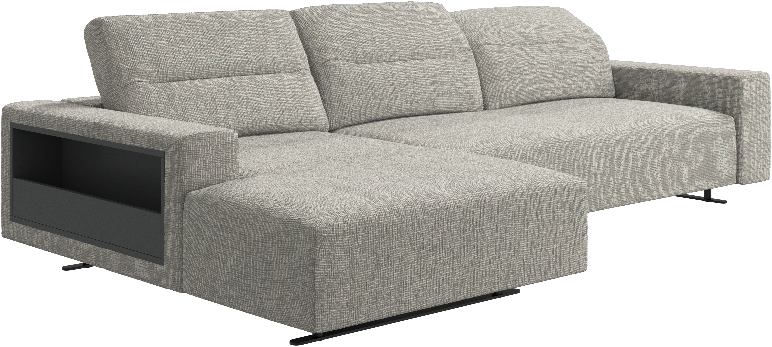 Hampton sofa with adjustable back, resting unit and storage both